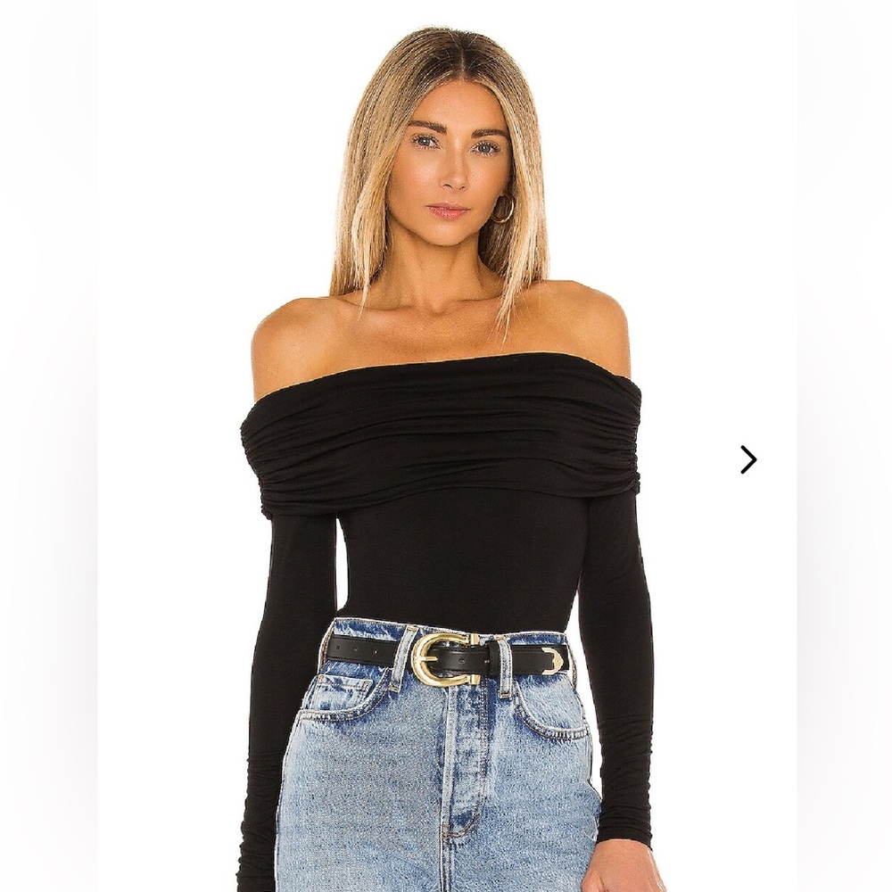 Lovers + Friends Fatima Off Shoulder Bodysuit - Black, XS, Long Sleeve